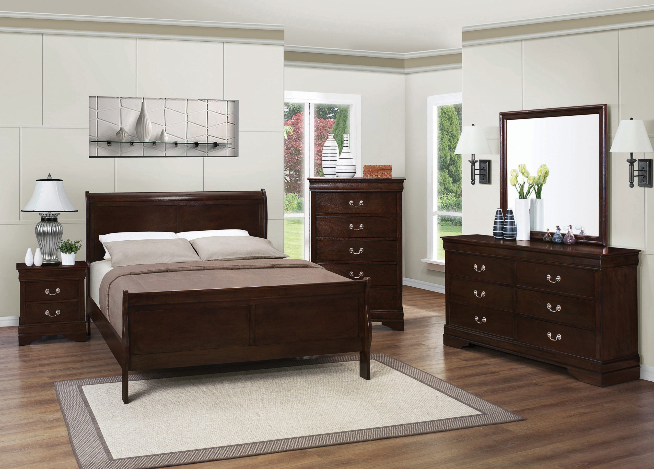 Louis Philippe Twin Panel Sleigh Bed Cappuccino - Image 5