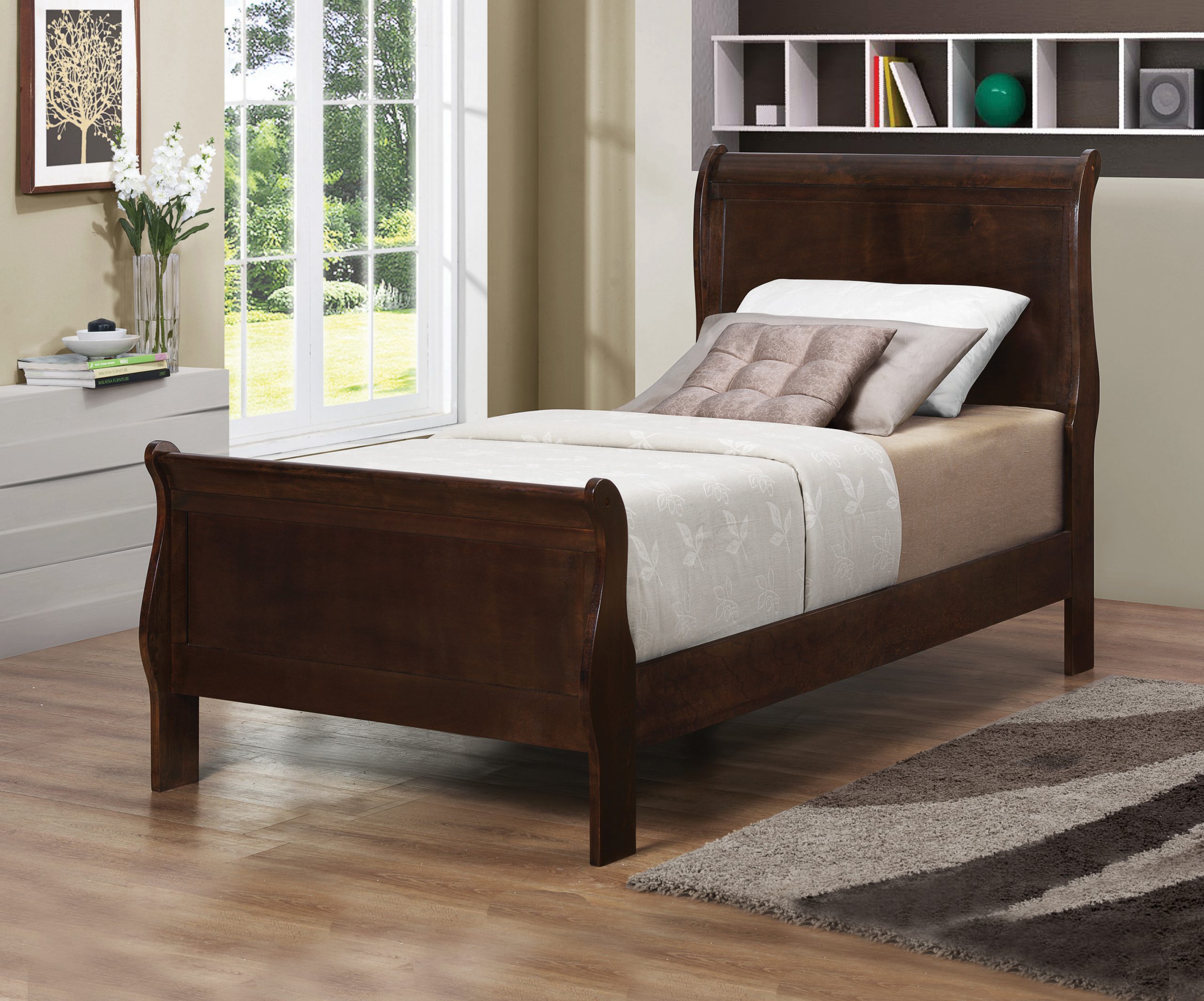 Louis Philippe Twin Panel Sleigh Bed Cappuccino - Image 6