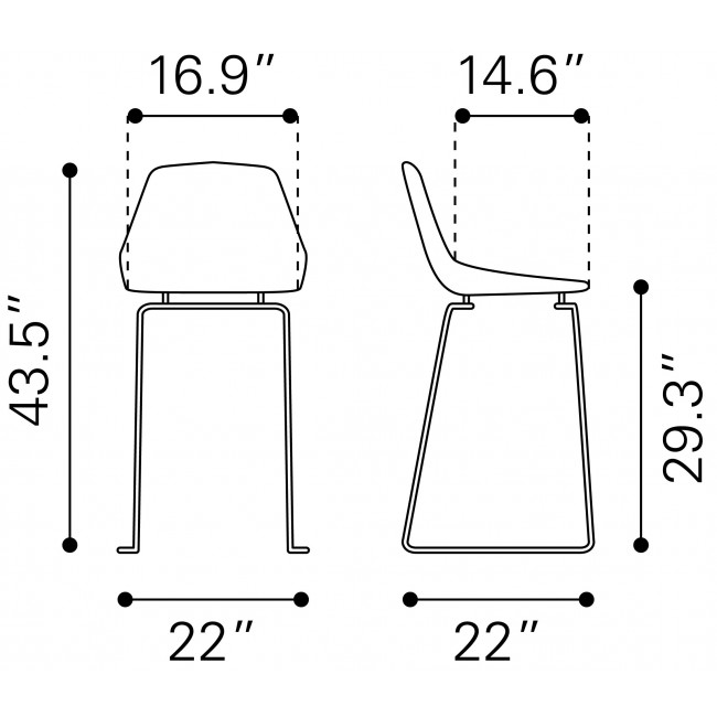 Brody Bar Chair White - Image 6