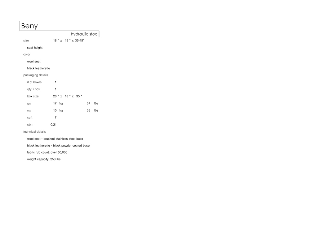 BENY HYDRAULIC STOOL BLACK - Image 2
