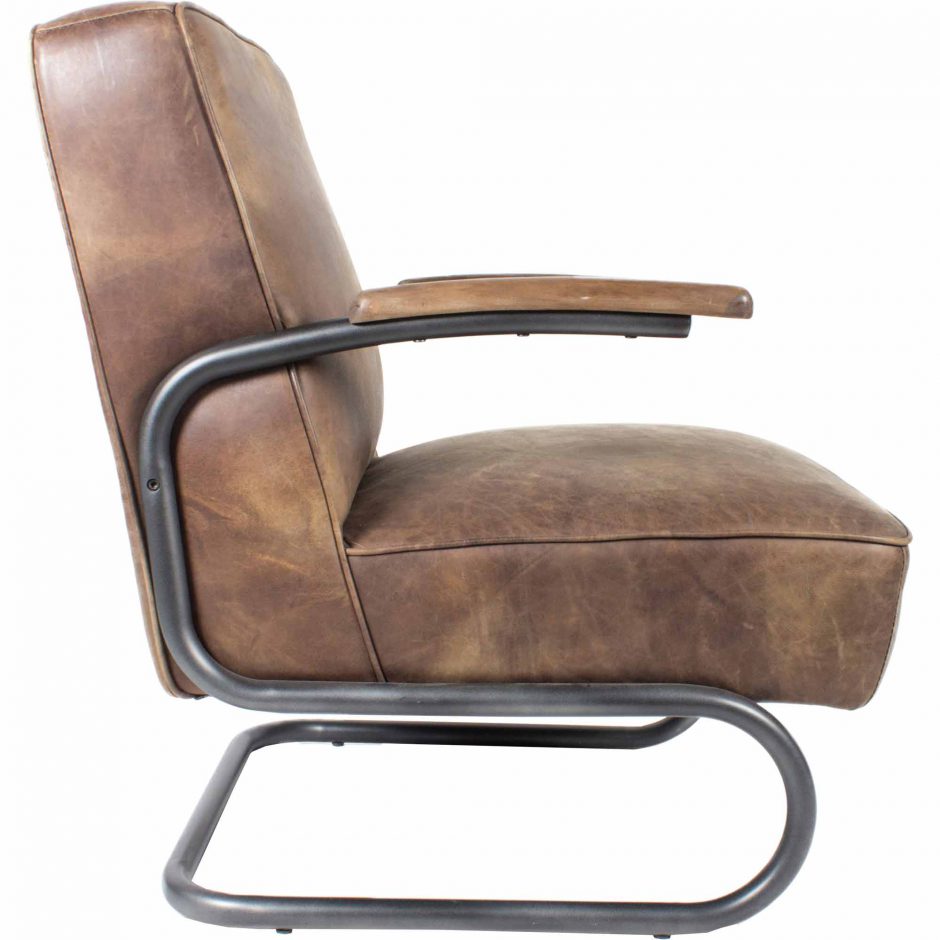 PERTH CLUB CHAIR GRAZED BROWN LEATHER - Image 3