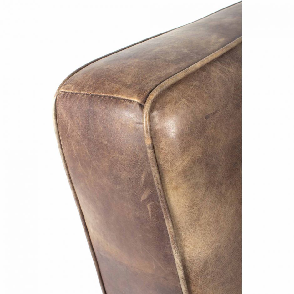 PERTH CLUB CHAIR GRAZED BROWN LEATHER - Image 5