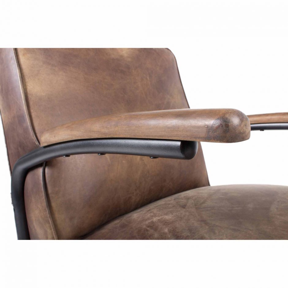 PERTH CLUB CHAIR GRAZED BROWN LEATHER - Image 7