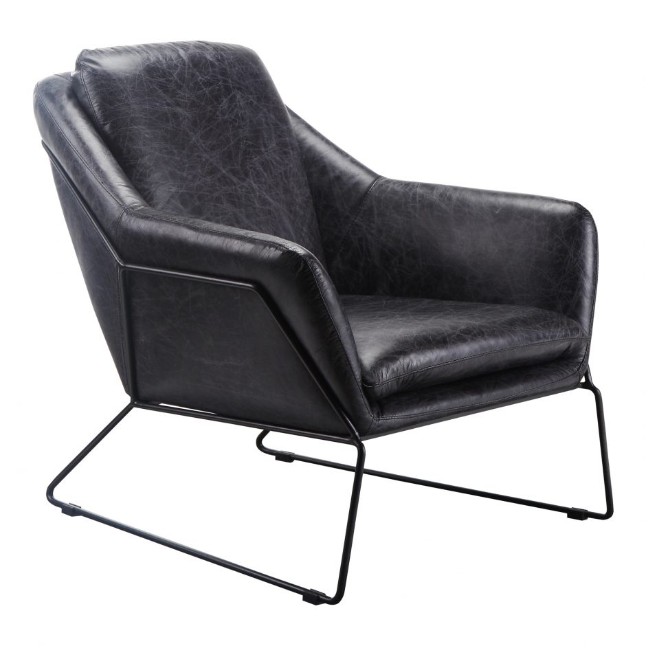 GREER CLUB CHAIR ONYX BLACK LEATHER - Image 2