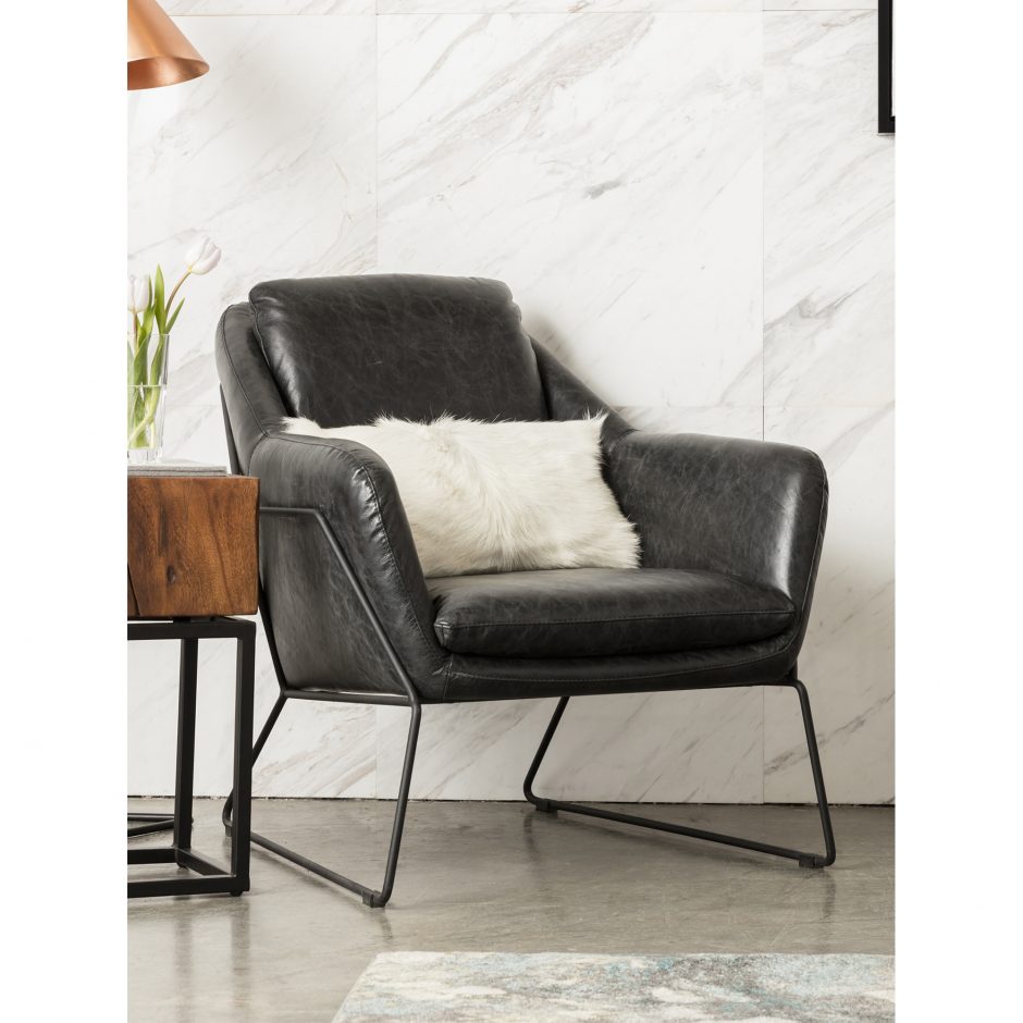 GREER CLUB CHAIR ONYX BLACK LEATHER - Image 3