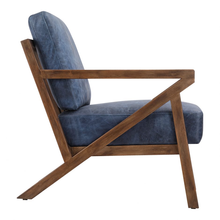 DREXEL ARM CHAIR KAISO BLUE LEATHER - Image 4