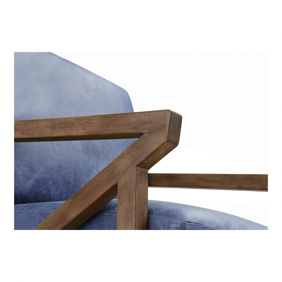 DREXEL ARM CHAIR KAISO BLUE LEATHER - Image 7