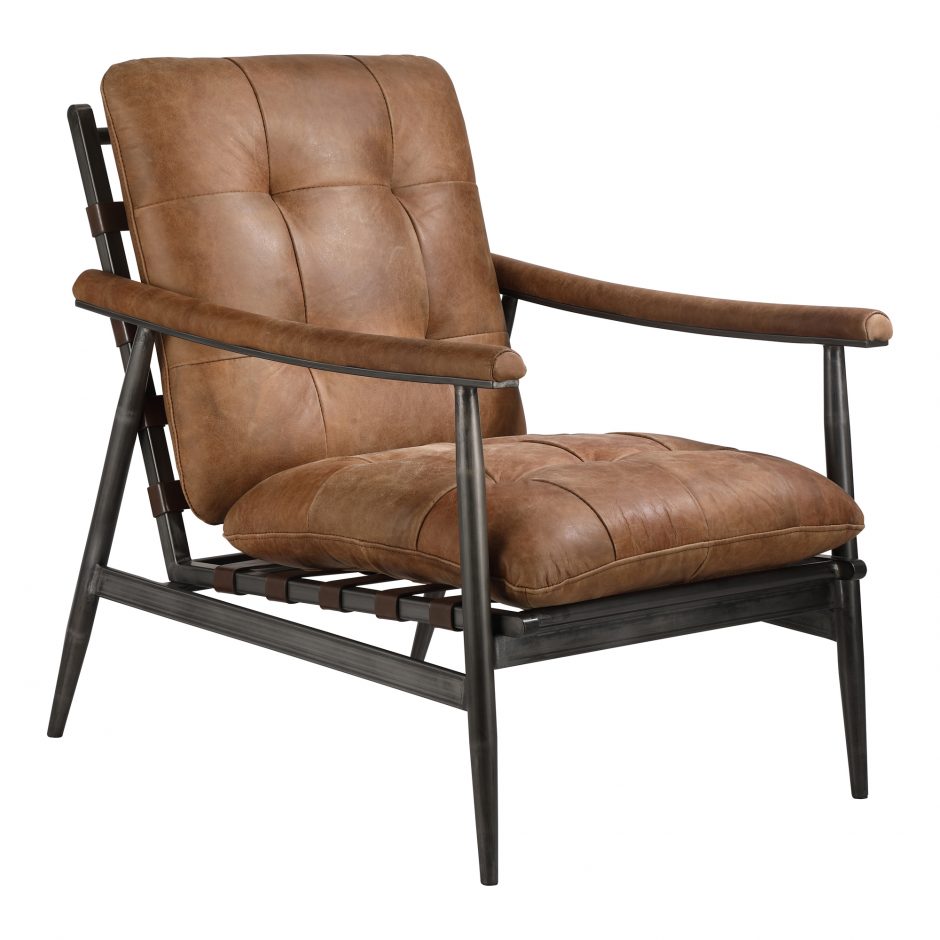SHUBERT ACCENT CHAIR OPEN ROAD BROWN LEATHER - Image 2