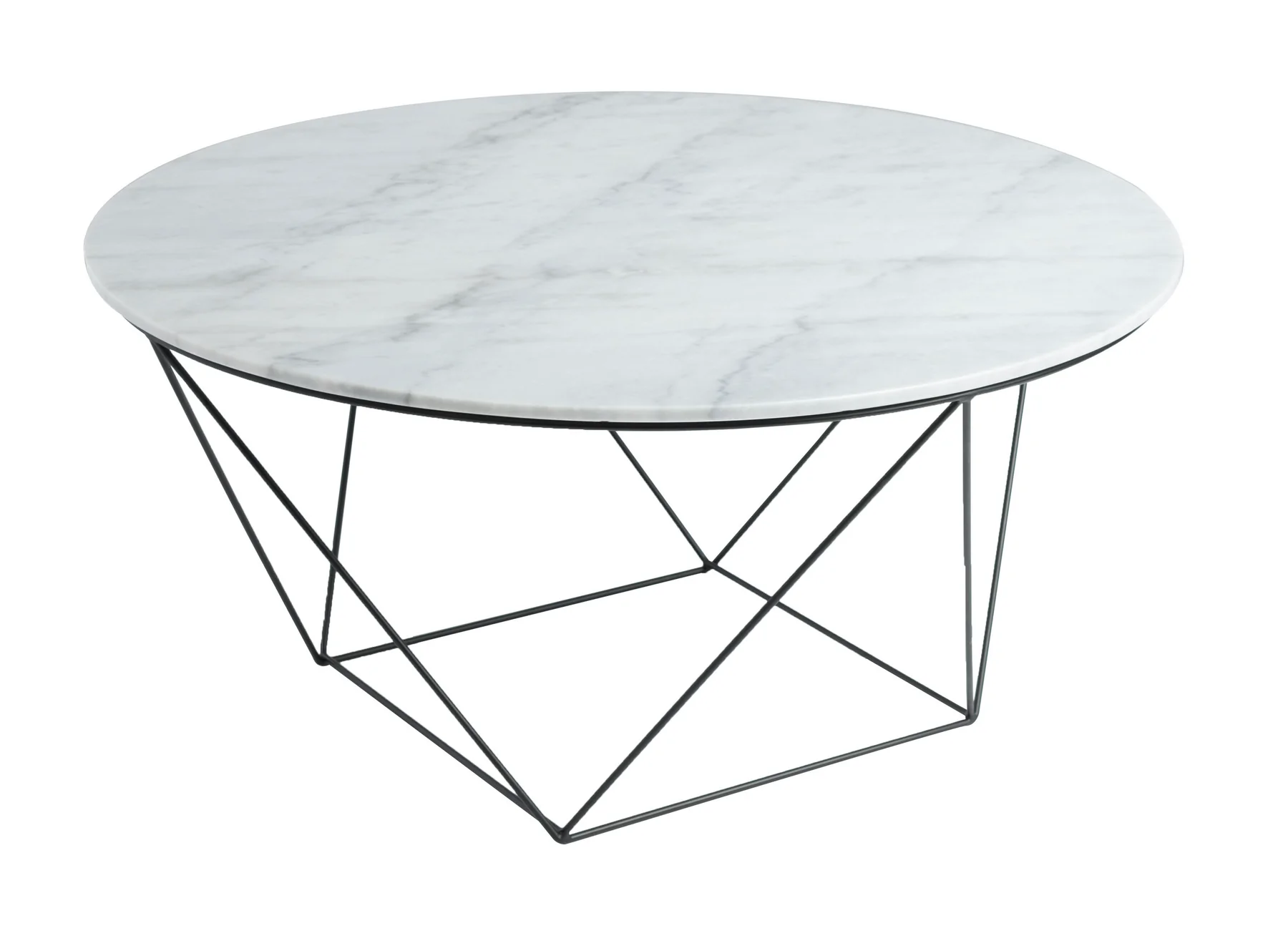 VALENCIA ROUND COFFEE TABLE - WHITE MARBLE/BLACK MATTE