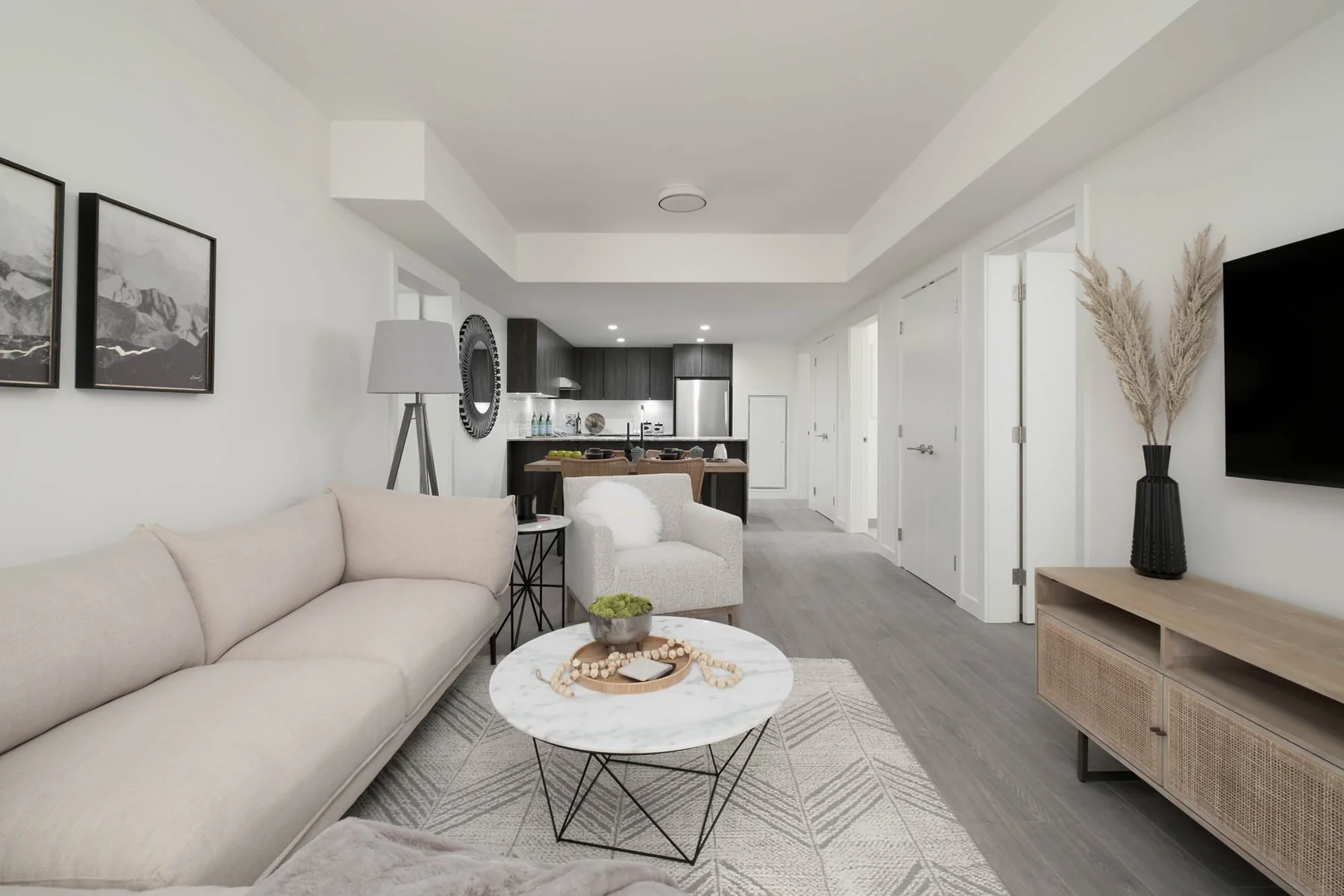 VALENCIA ROUND COFFEE TABLE - WHITE MARBLE/BLACK MATTE - Image 8