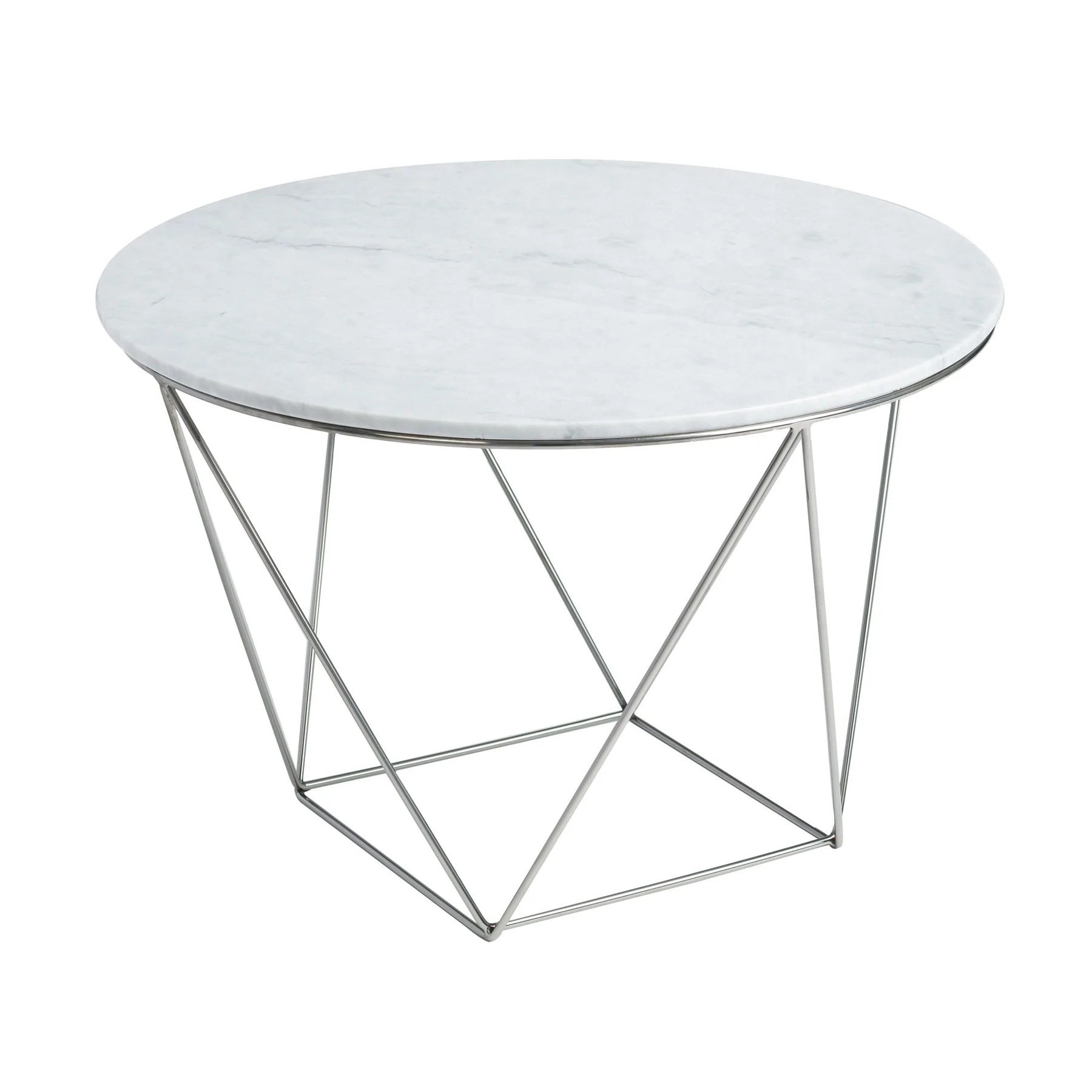 VALENCIA ROUND SIDE TABLE - WHITE MARBLE / POLISHED STAINLESS BASE 15"