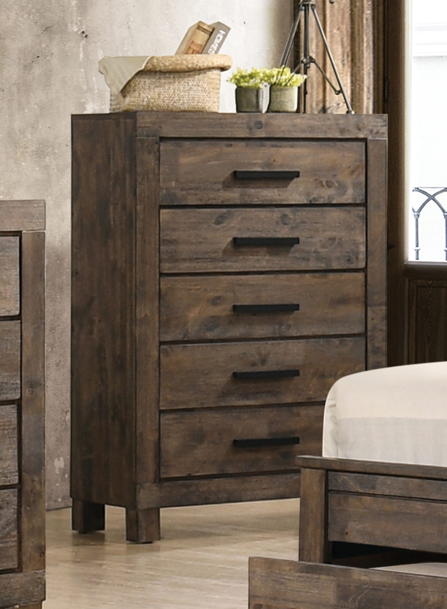 CoasterEveryday Woodmont 5-Drawer Chest Rustic Golden Brown - Image 2