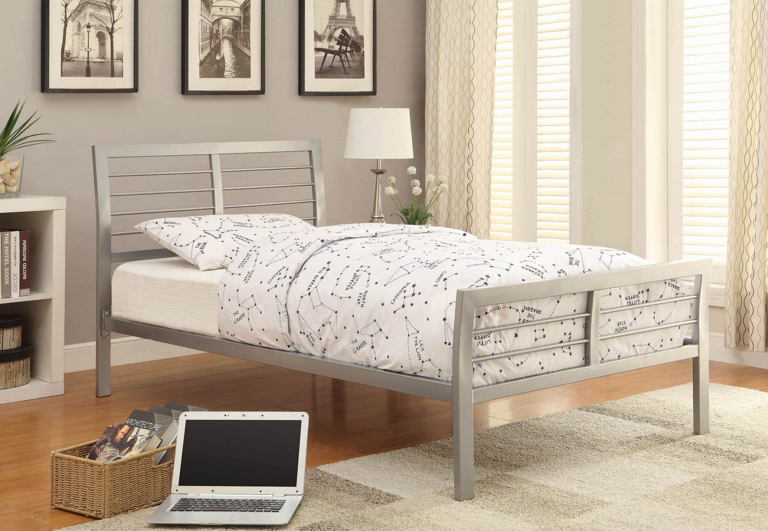 Cooper Twin Metal Bed Silver - Image 2