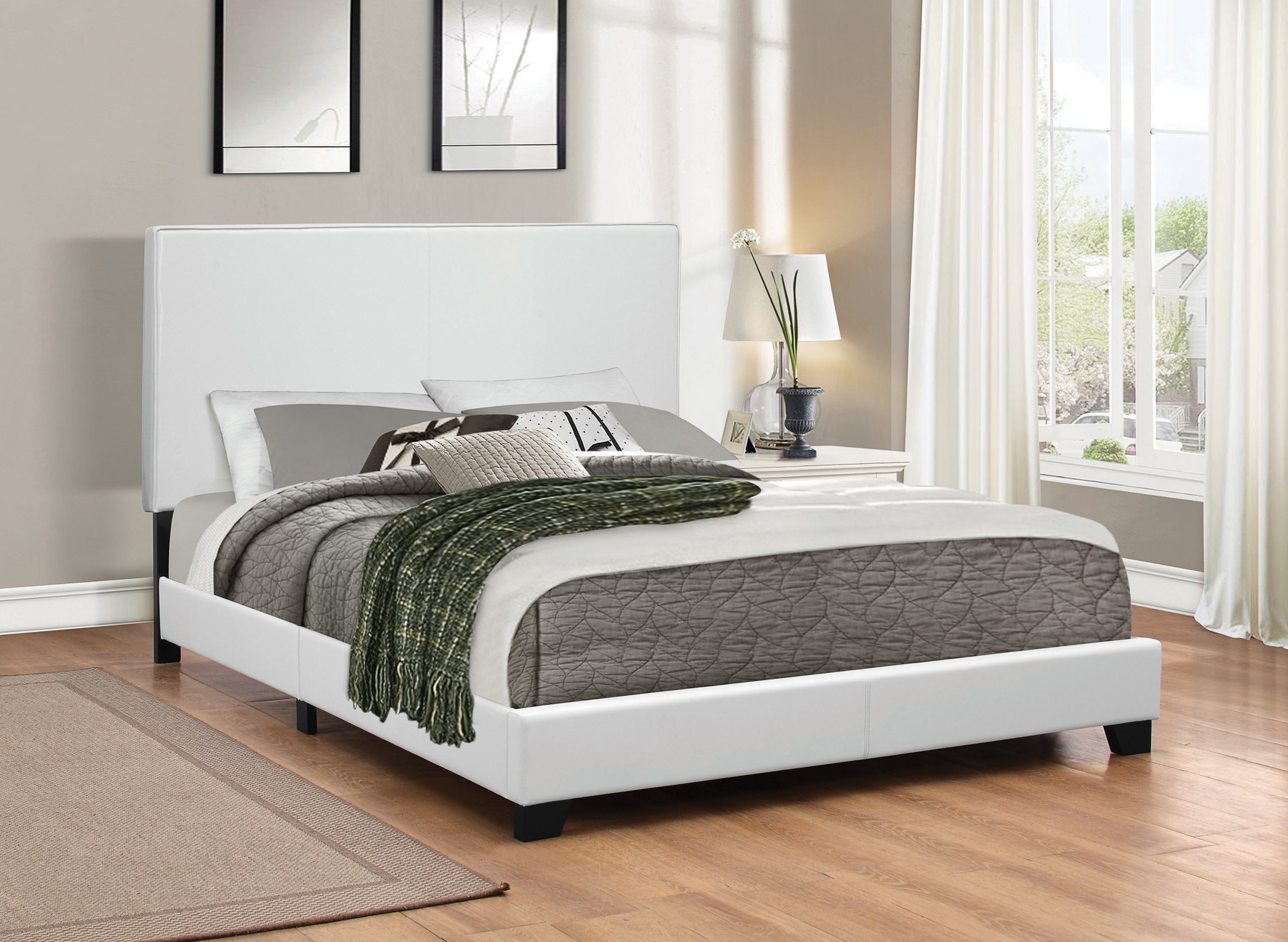 Muave Full Upholstered Bed White - Image 2