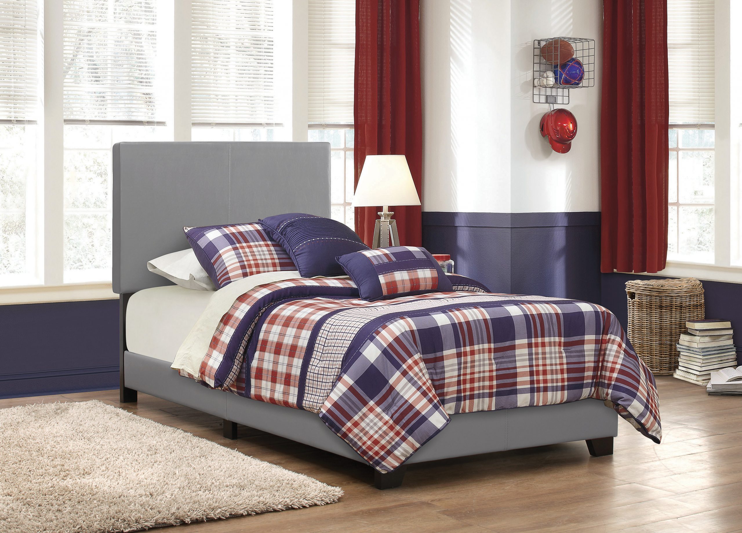 Dorian Upholstered Twin Bed Grey - Image 2