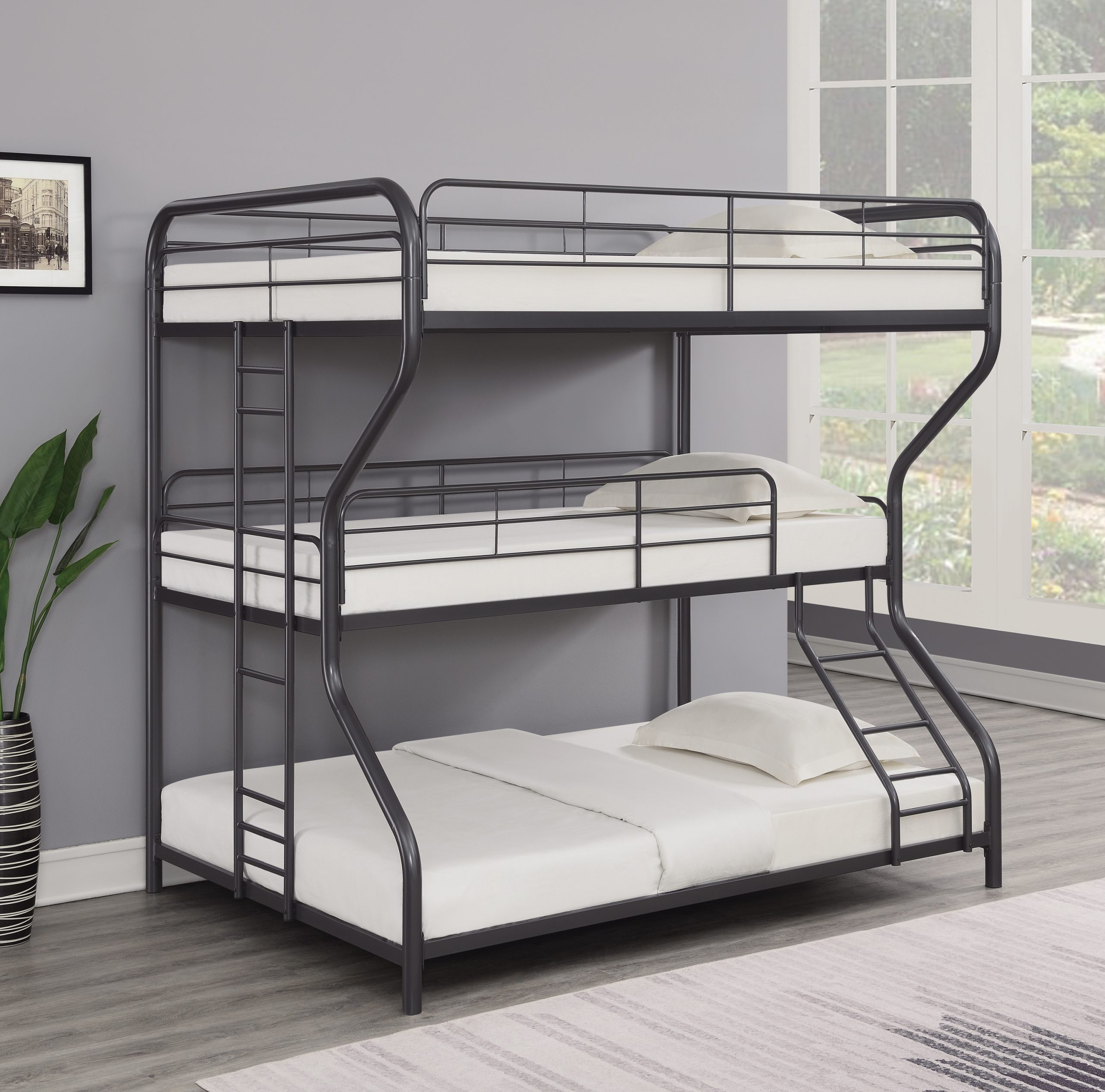 Garner Triple Bunk Bed With Ladder Gunmetal - Image 2