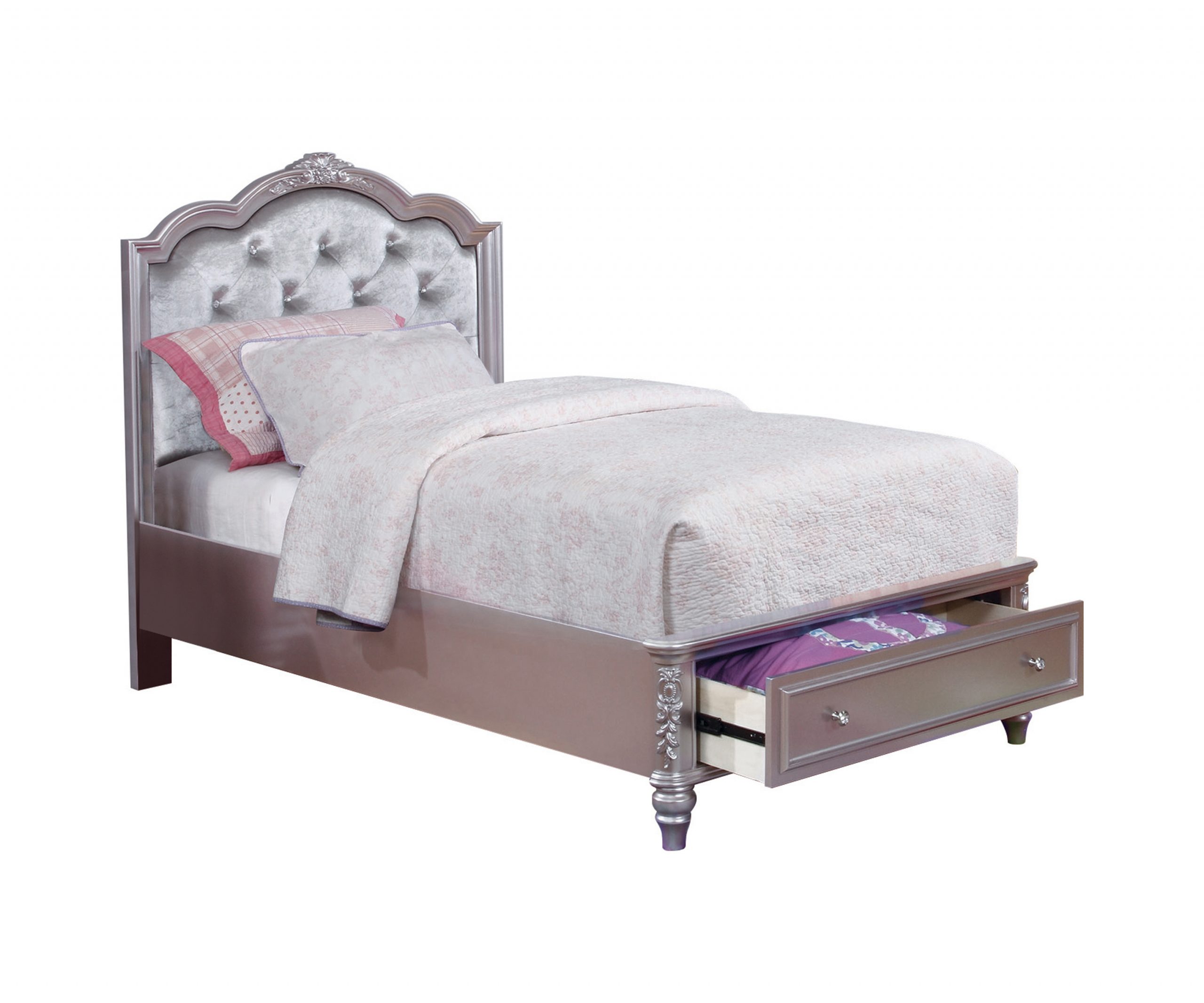 Caroline Full Storage Bed Metallic Lilac And Grey