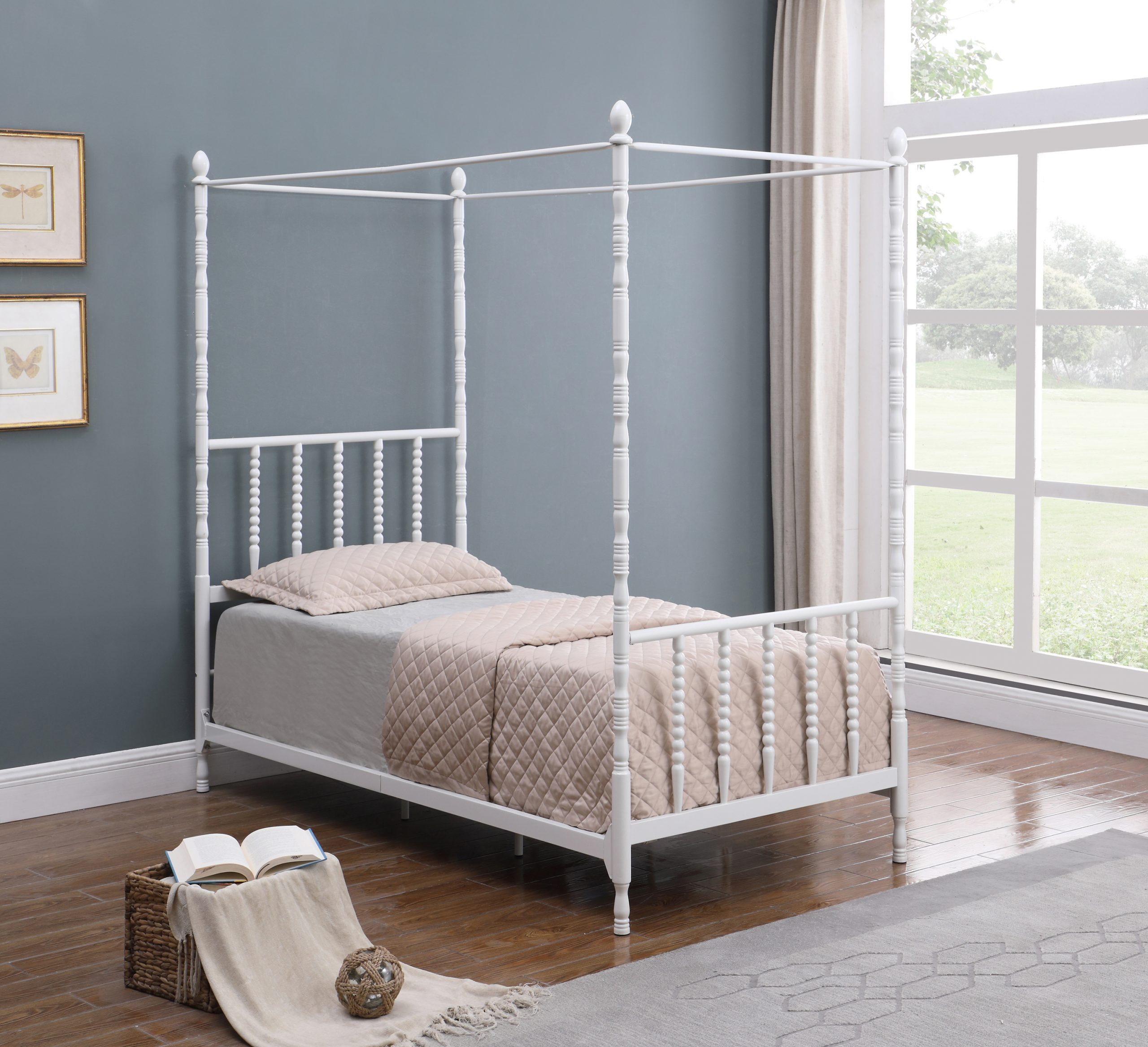 Betony Twin Canopy Bed White - Image 2