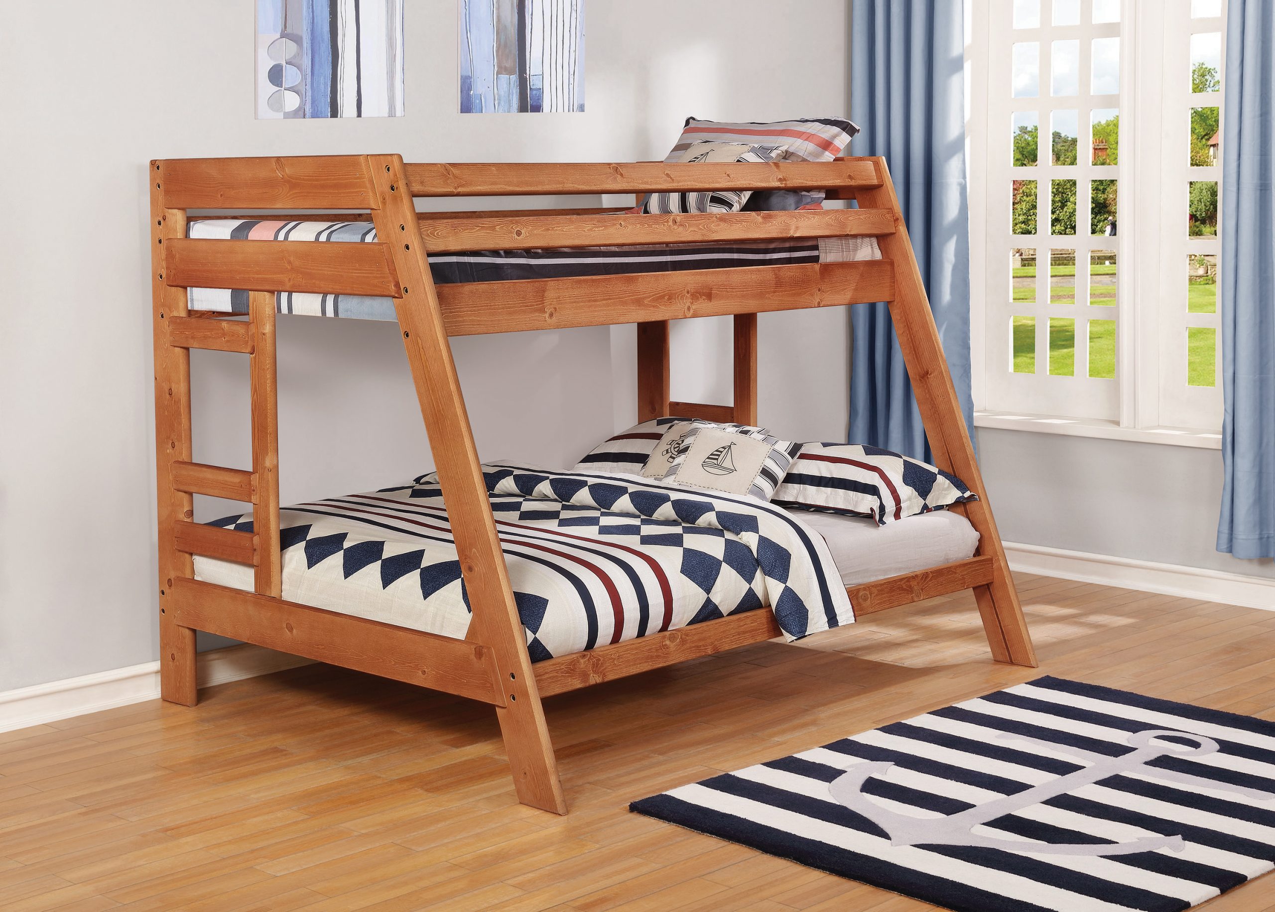 Wrangle Hill Twin Over Full Bunk Bed With Built-In Ladder Amber Wash - Image 7