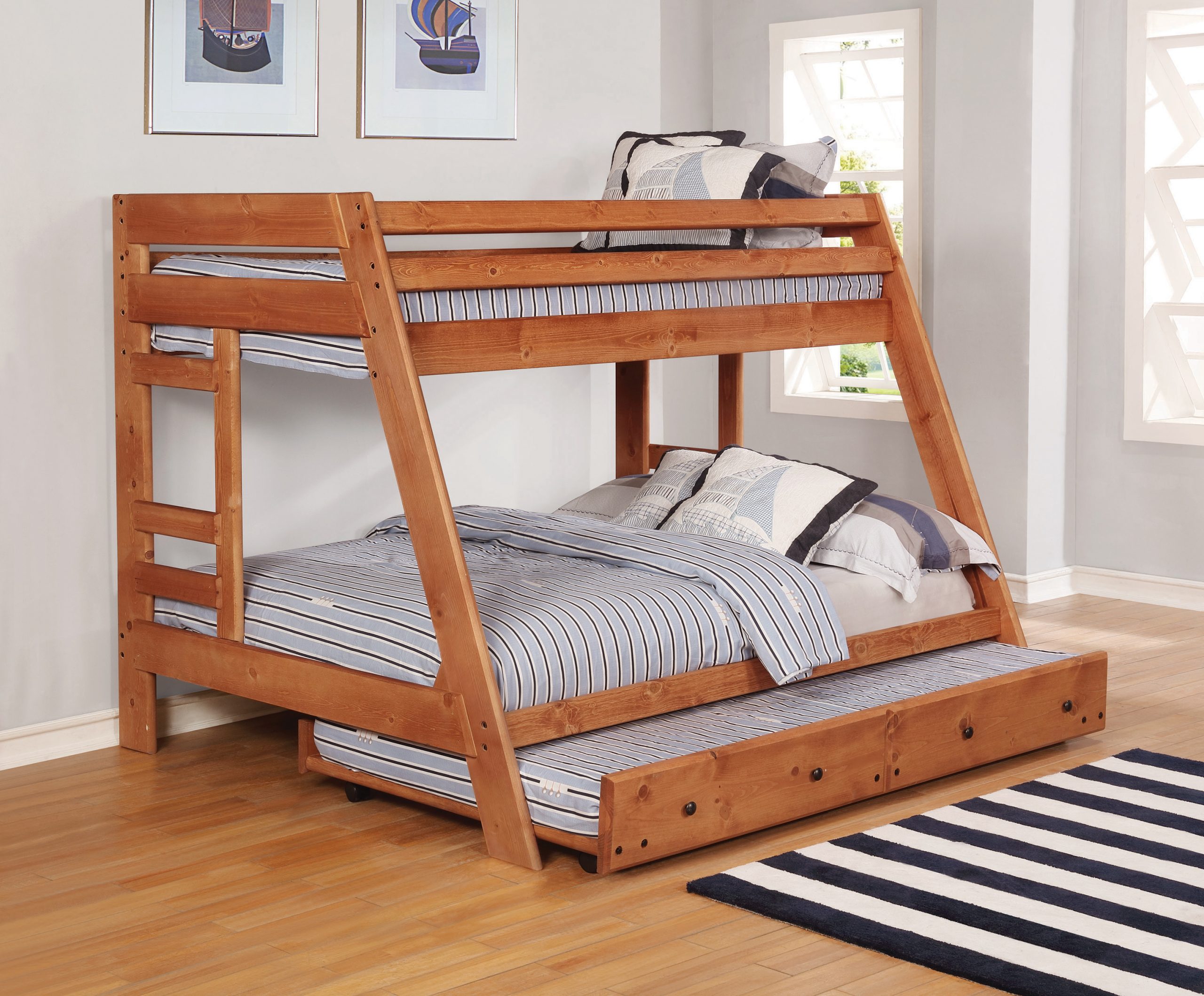 Wrangle Hill Twin Over Full Bunk Bed With Built-In Ladder Amber Wash - Image 8