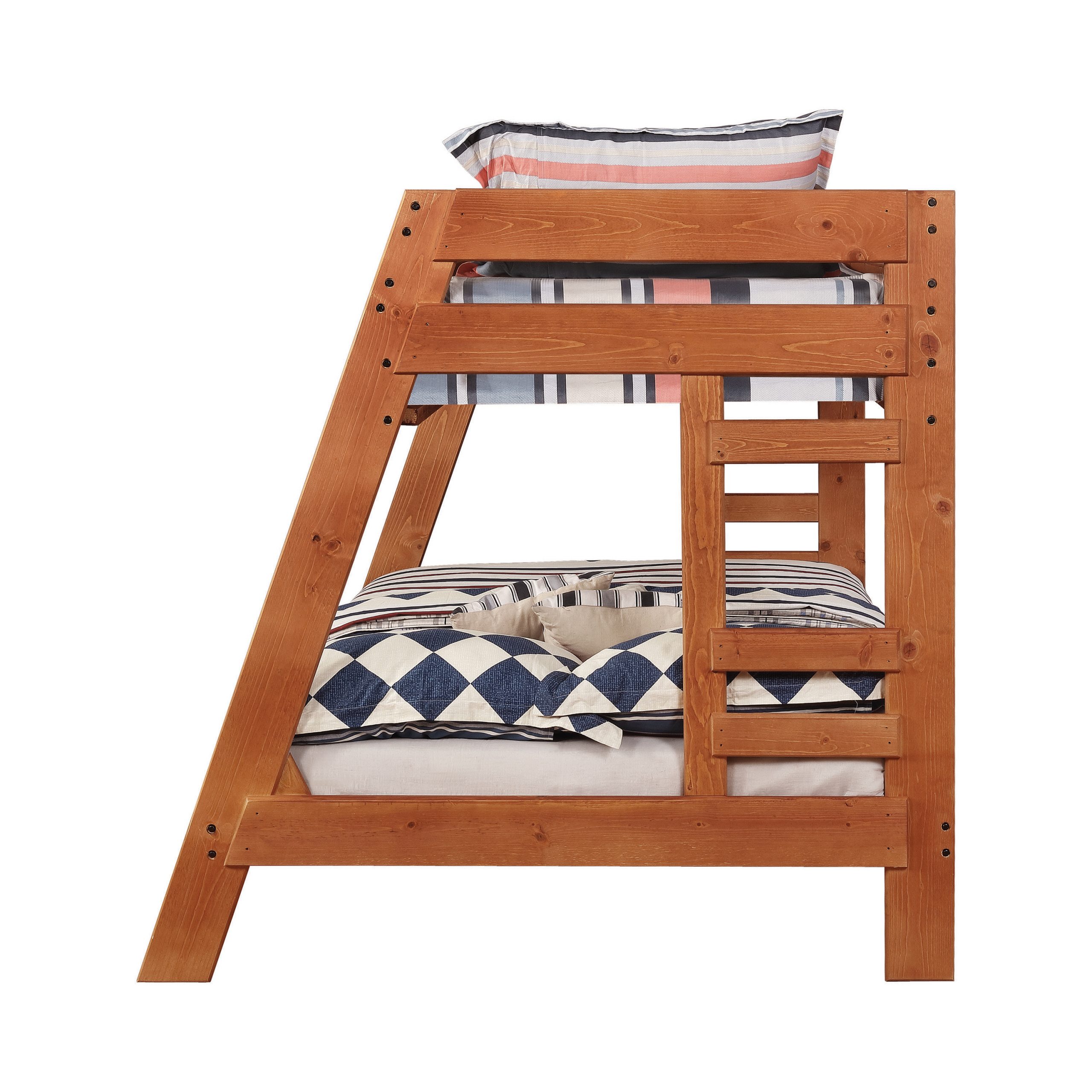 Wrangle Hill Twin Over Full Bunk Bed With BuiltIn Ladder Amber Wash