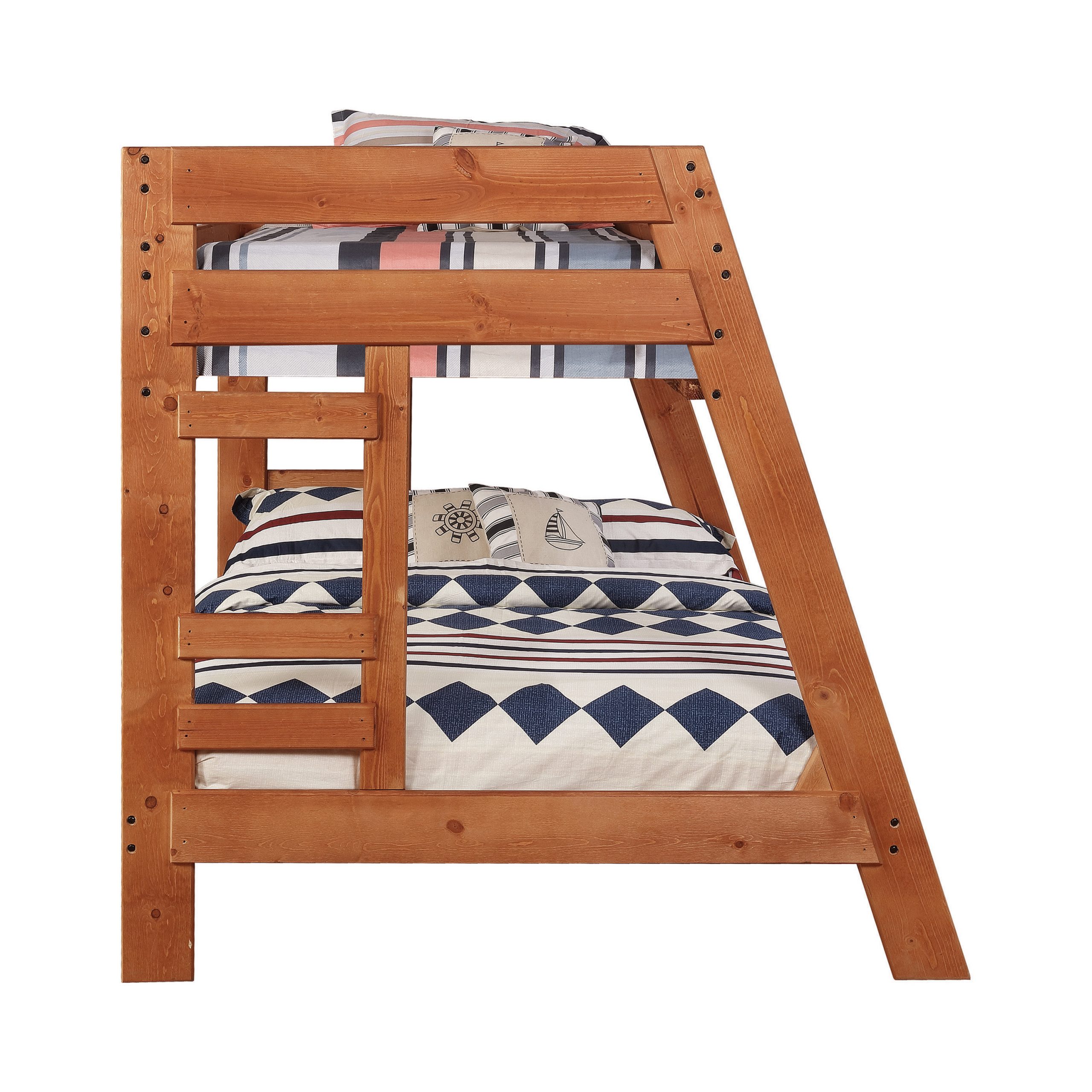 Wrangle Hill Twin Over Full Bunk Bed With Built-In Ladder Amber Wash - Image 6