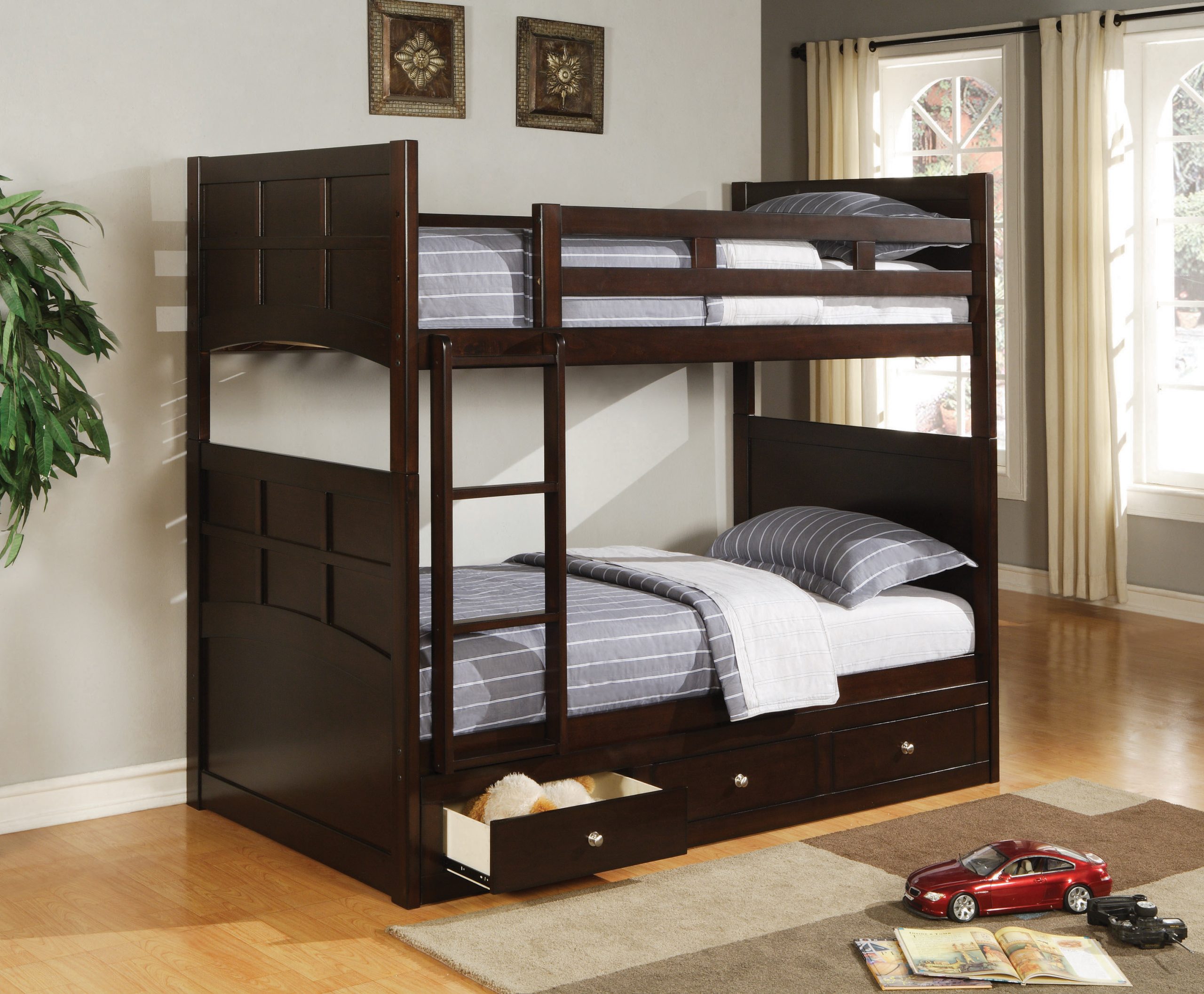 Jasper Twin Over Twin Bunk Bed With Ladder Cappuccino - Image 5