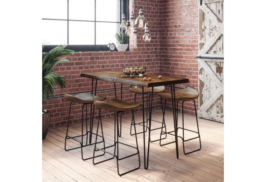 5-PIECE COUNTER TABLE AND STOOL SET - Image 3