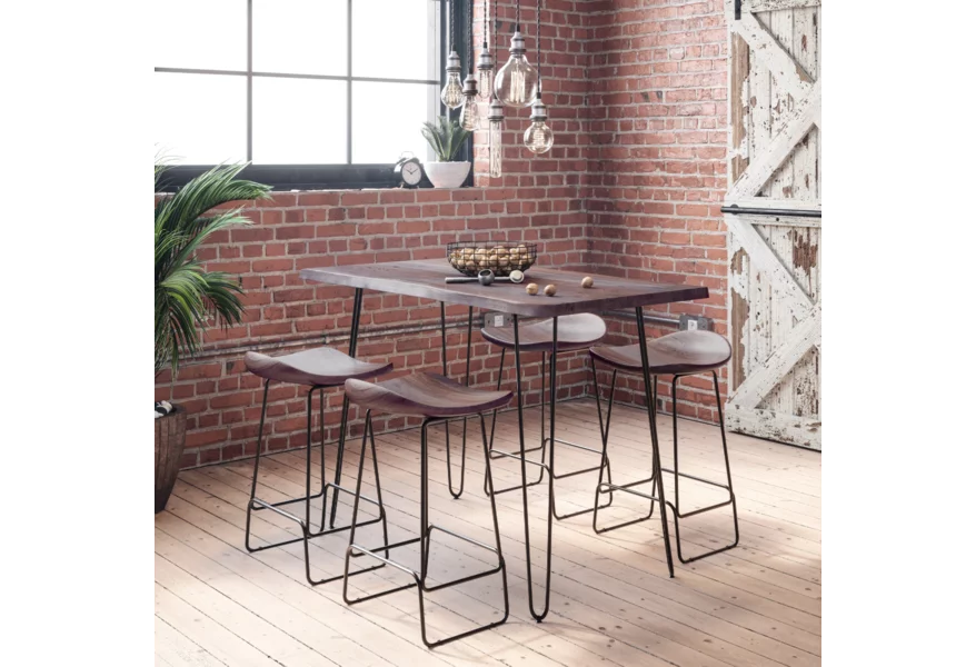 5-PIECE COUNTER TABLE AND STOOL SET - Image 2