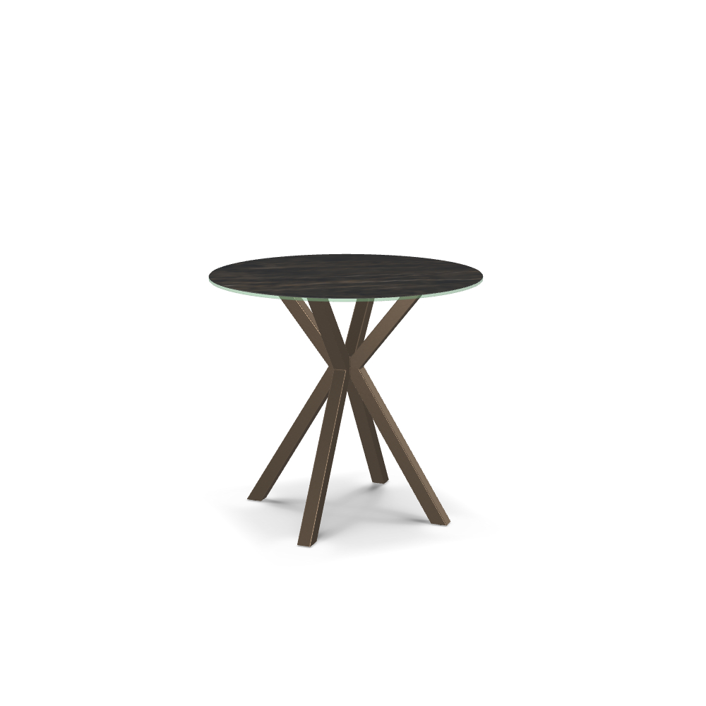 Asterisk Pub table Italian porcelain on glass - Black marble finish