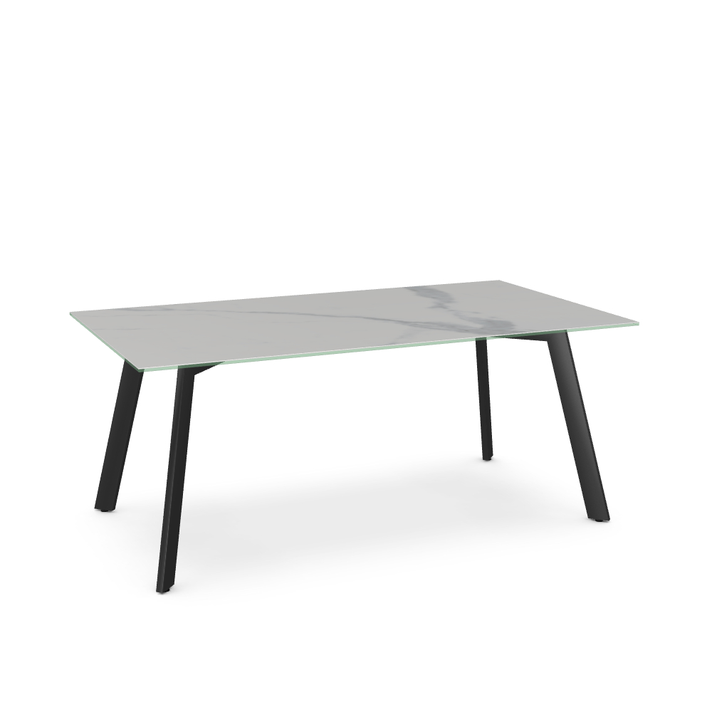 Lidya Italian porcelain on glass Statuario marble finish Table 40” x 72” Domicile Furniture