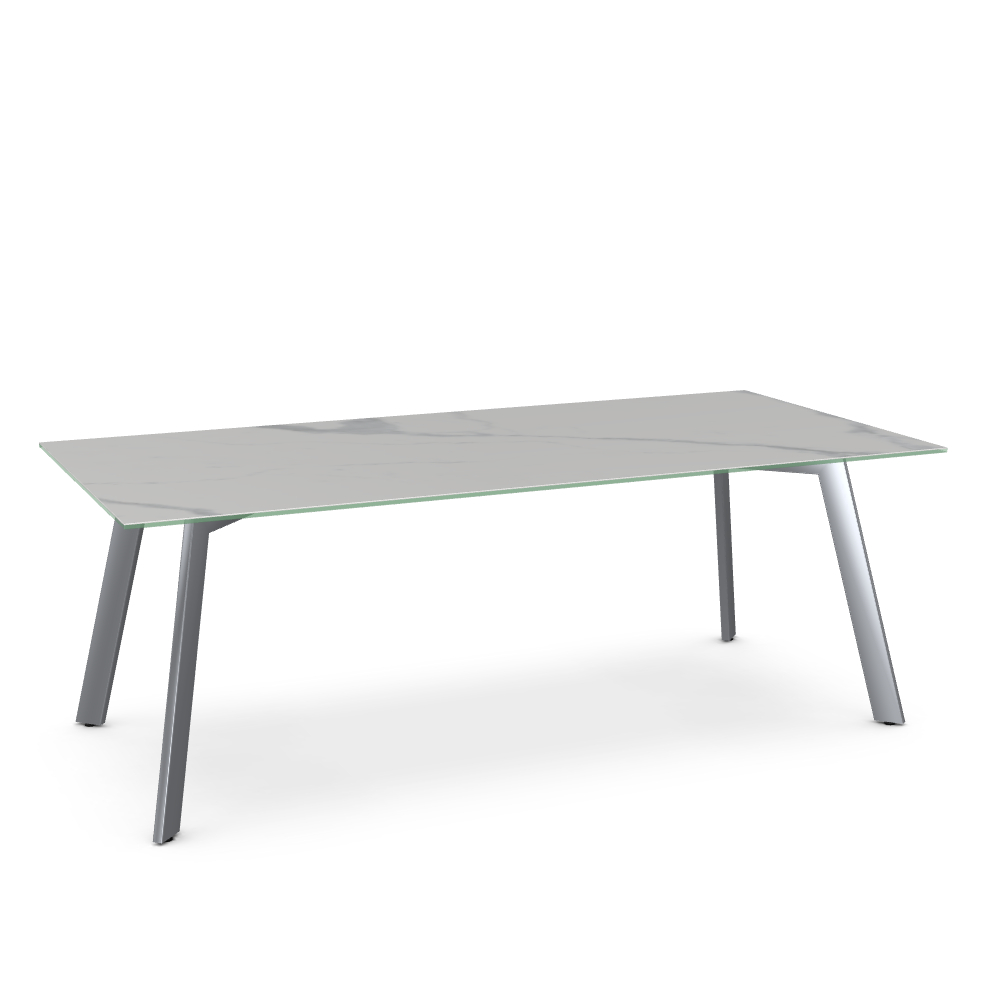 Lidya Italian porcelain on glass - Statuario marble finish Table 40'' x 72'' - Image 7