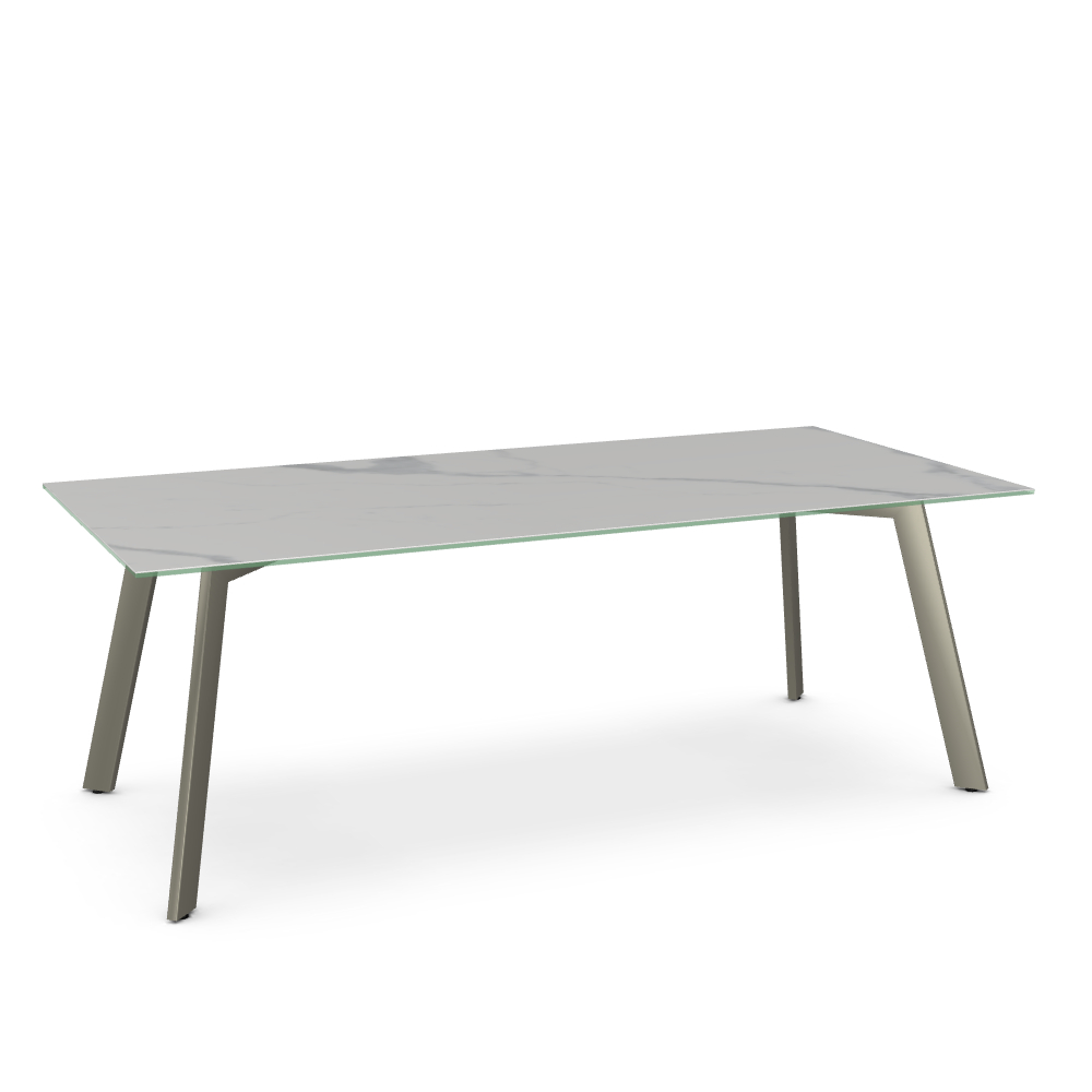 Lidya Italian porcelain on glass Statuario marble finish Table 40” x 72” Domicile Furniture
